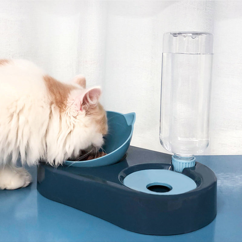 2-in-1 Cat Bowl Water Dispenser, Automatic Water Storage