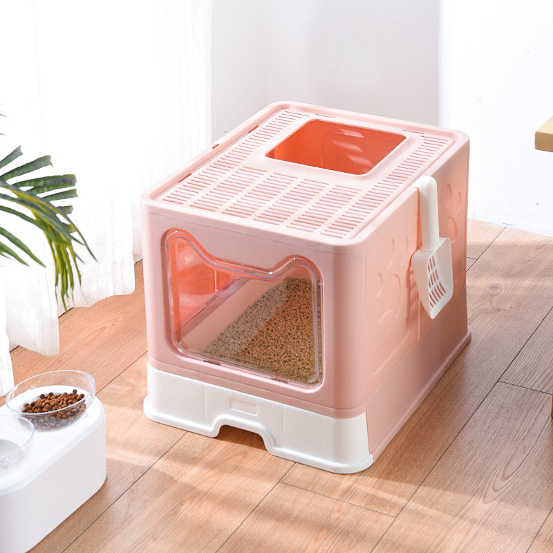 Cat Litter Box Folding Fully Enclosed Forward Top-Out Drawer