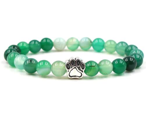 Cat Footprint Paw 8mm Colourfull Natural Stone Bracelets