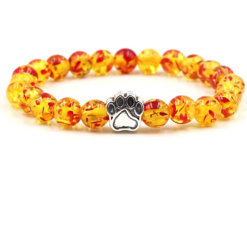 Cat Footprint Paw 8mm Colorful Natural Stone Beads Bracelets