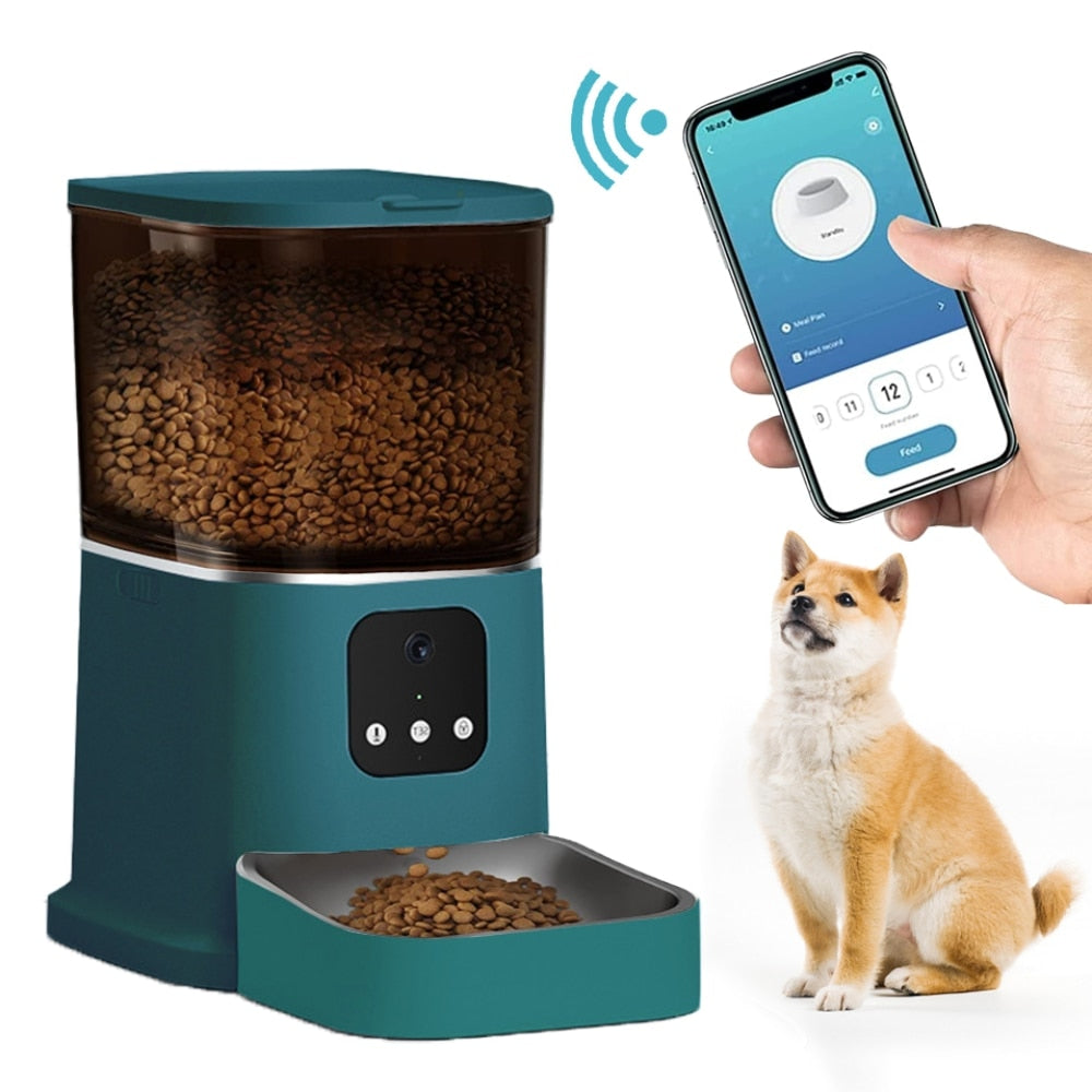 Smart Automatic Pet Feeder For Cat Dogs Video Camera