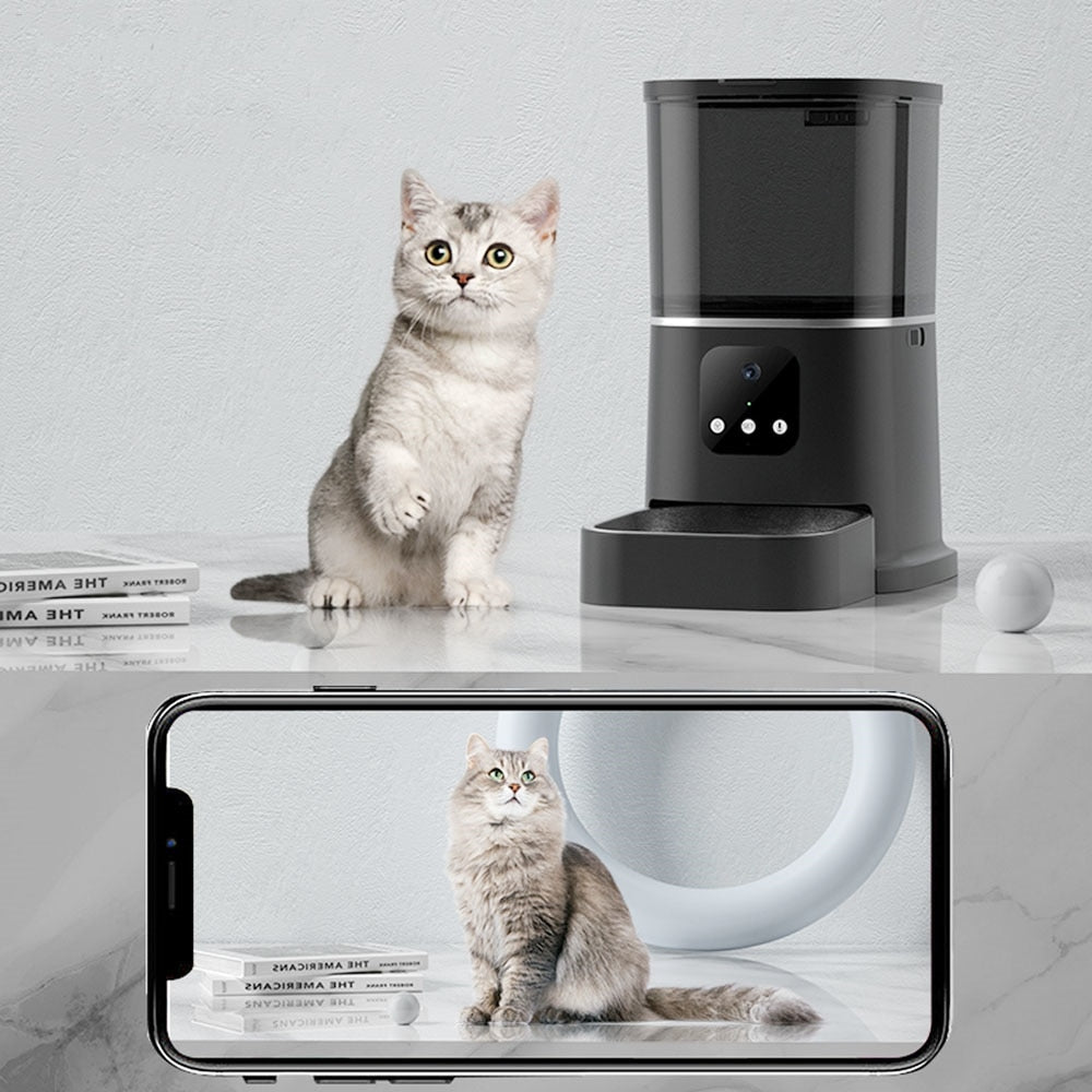 جهاز تغذية الحيوانات الأليفة الأوتوماتيكي الذكي لكاميرا فيديو Cat Dogs