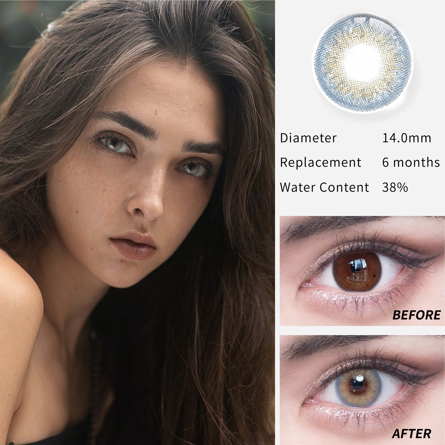 1Pcs FDA Certificate Eyes Colorful Contact Lenses - Gemstone blue
