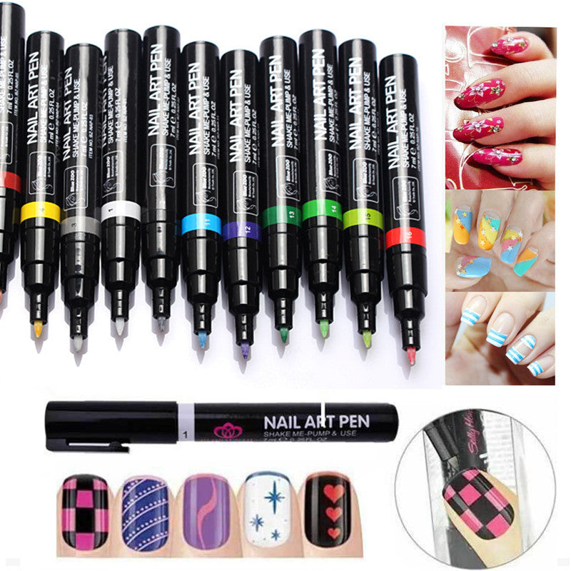 1 STÜCK Schönheit 16 Farben Zwei-Wege-Acrylfarbe Stift DIY Gel Polnisch Zeichenwerkzeuge Nägel