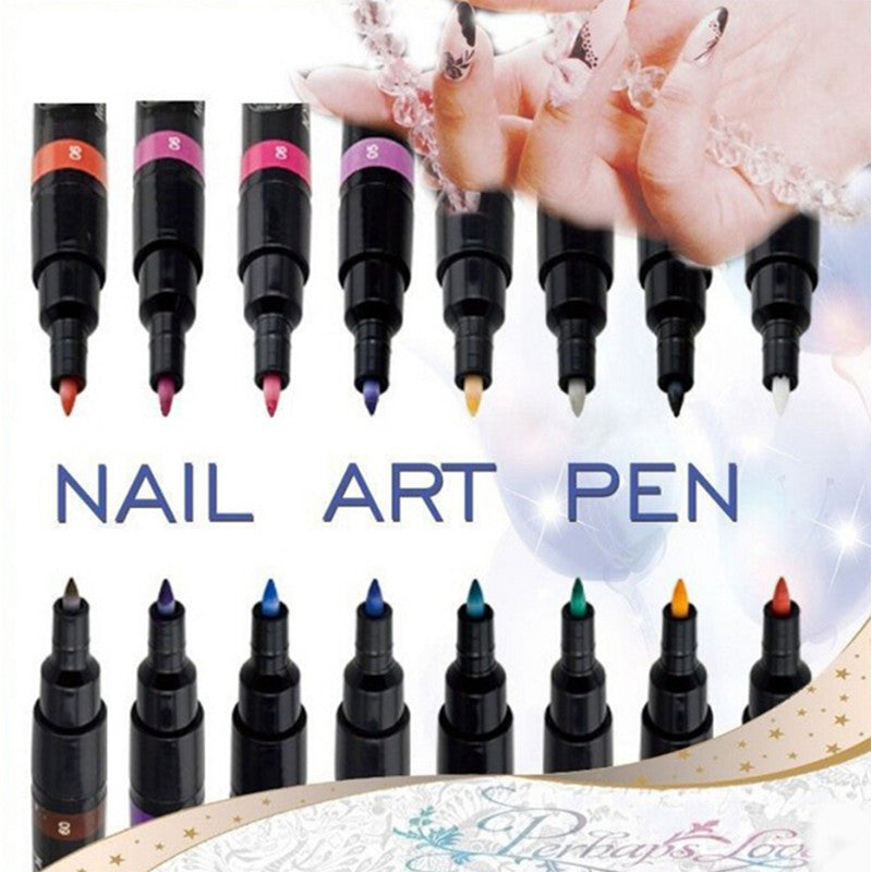 1PC Beauty 16 Colors Two-way Acrylic Paint Pen DIY Gel Polish Drawing Tools Nails