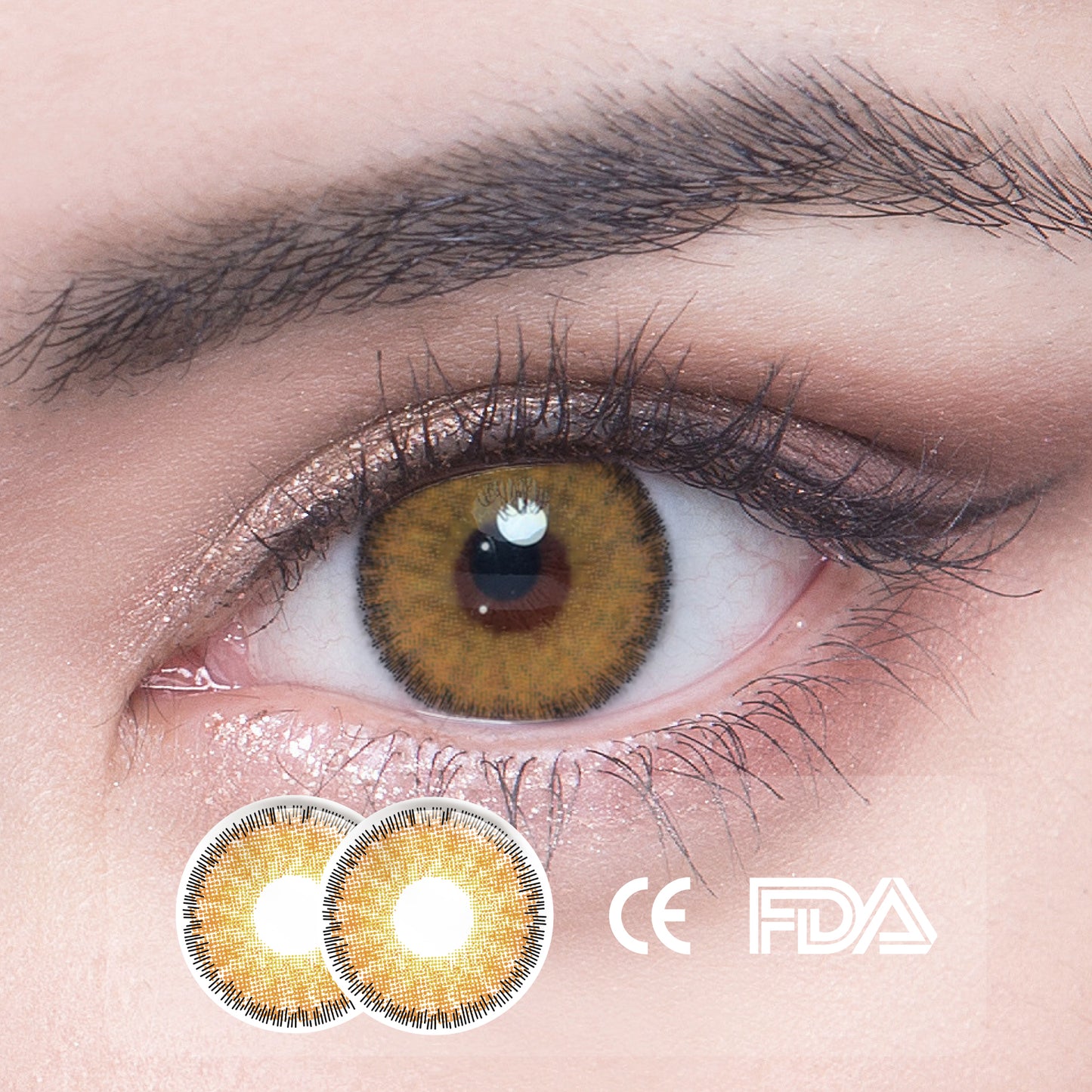1Pcs FDA Certificate Eyes Colorful Contact Lenses - Dazzle gold brown