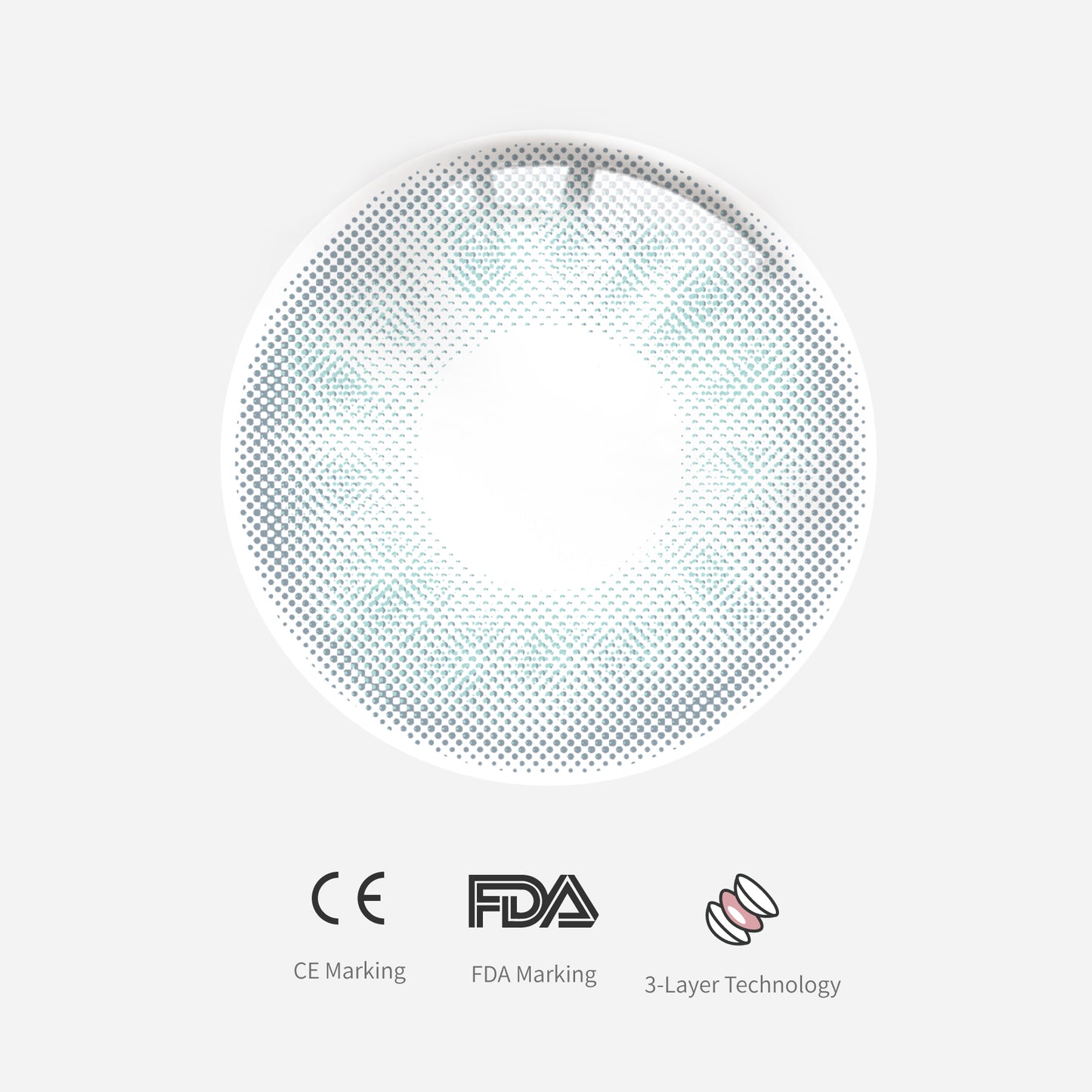 1 قطعة شهادة FDA للعيون عدسات لاصقة ملونة - عدن أزرق فاتح