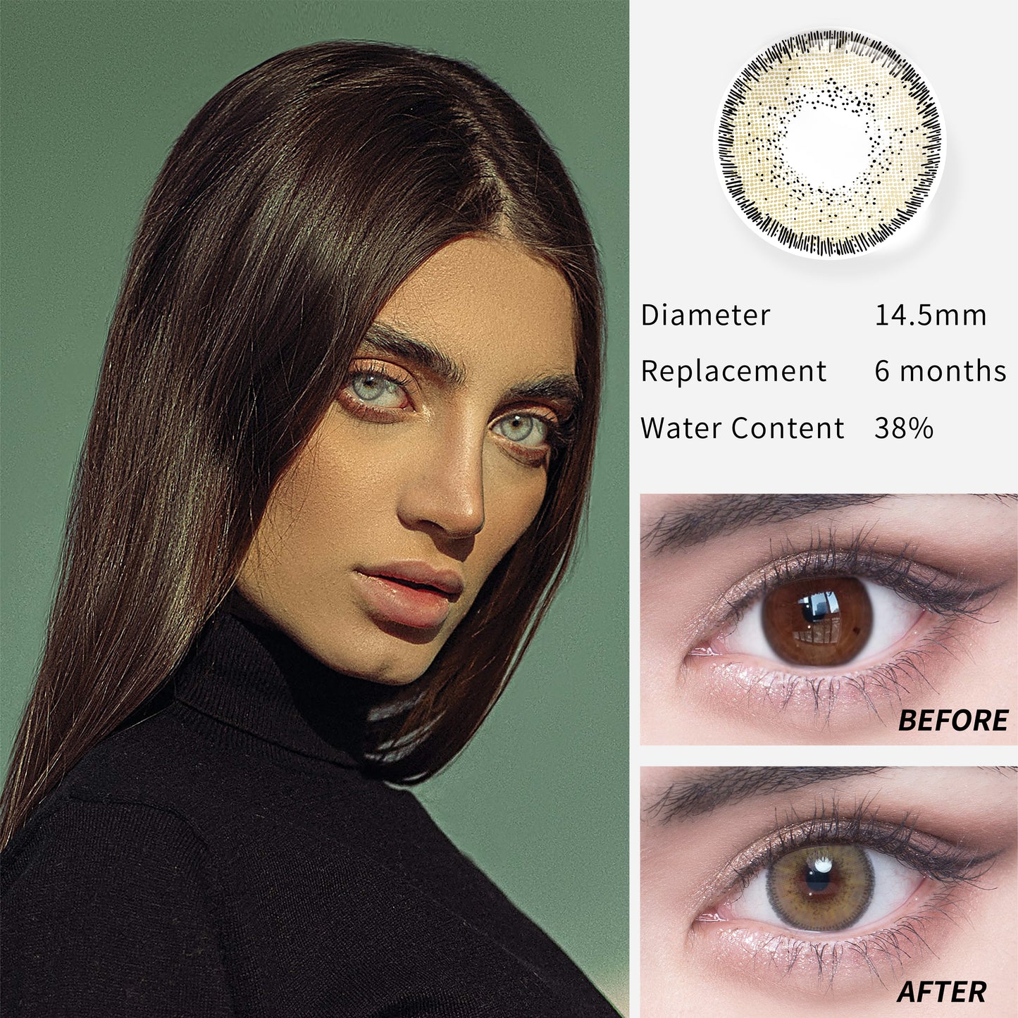 1Pcs FDA Certificate Eyes Colorful Contact Lenses - Wonderland brown