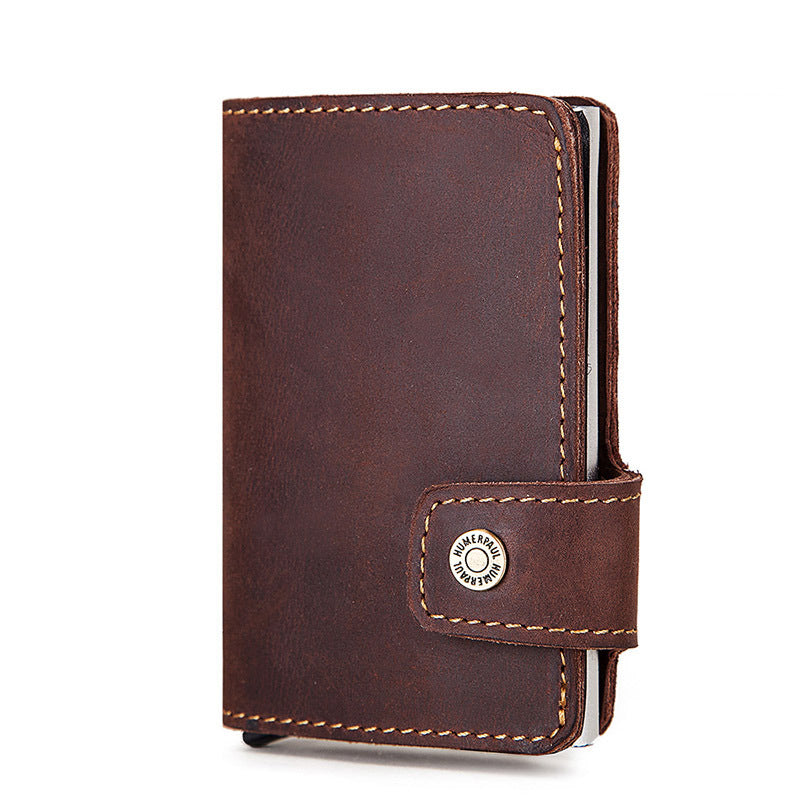 Leather Automatic Pop Up Credit Card Case Holder