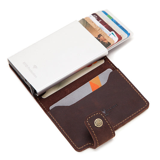 Leather Automatic Pop Up Credit Card Case Holder