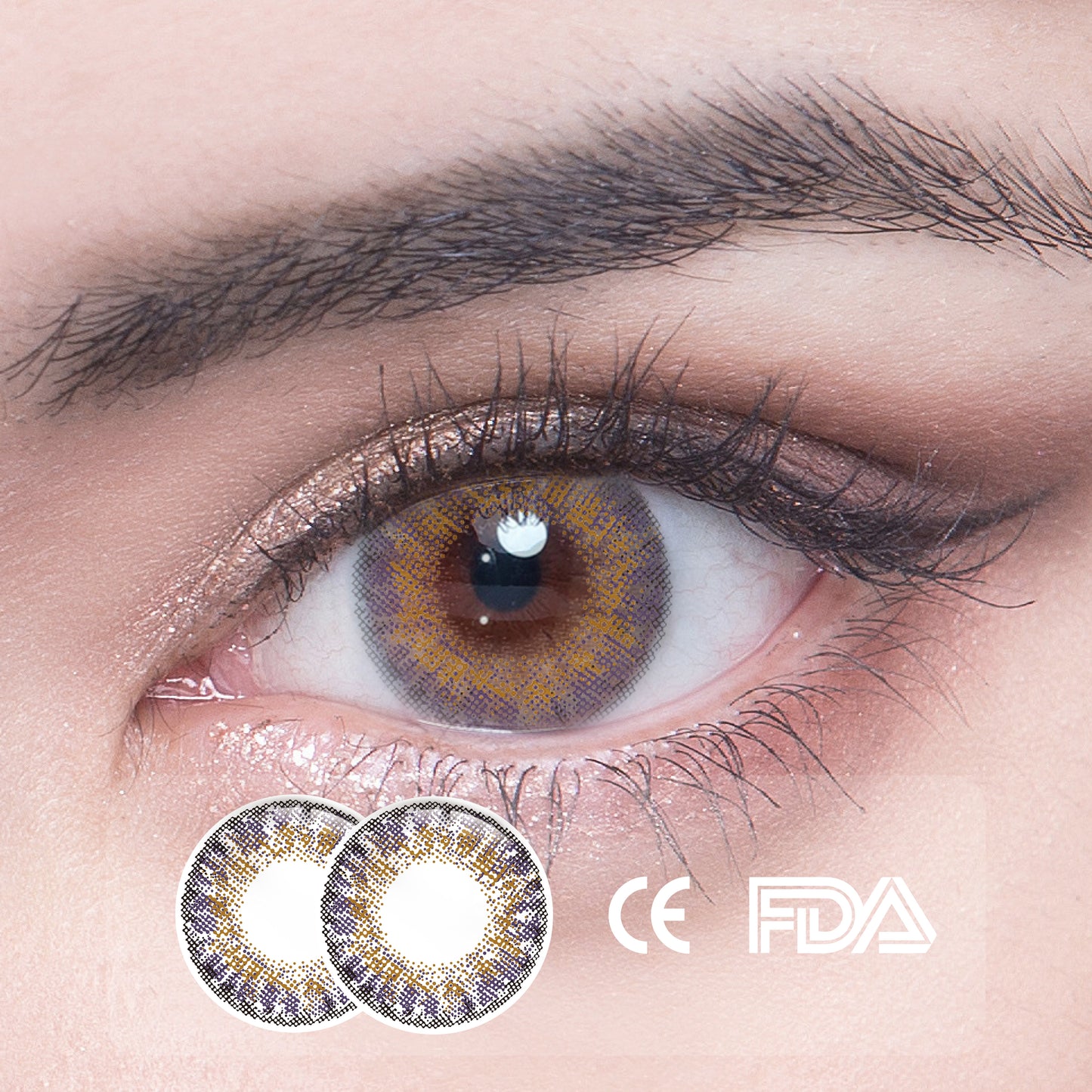 1 قطعة شهادة FDA للعيون عدسات لاصقة ملونة - أحجار كريمة بنفسجي