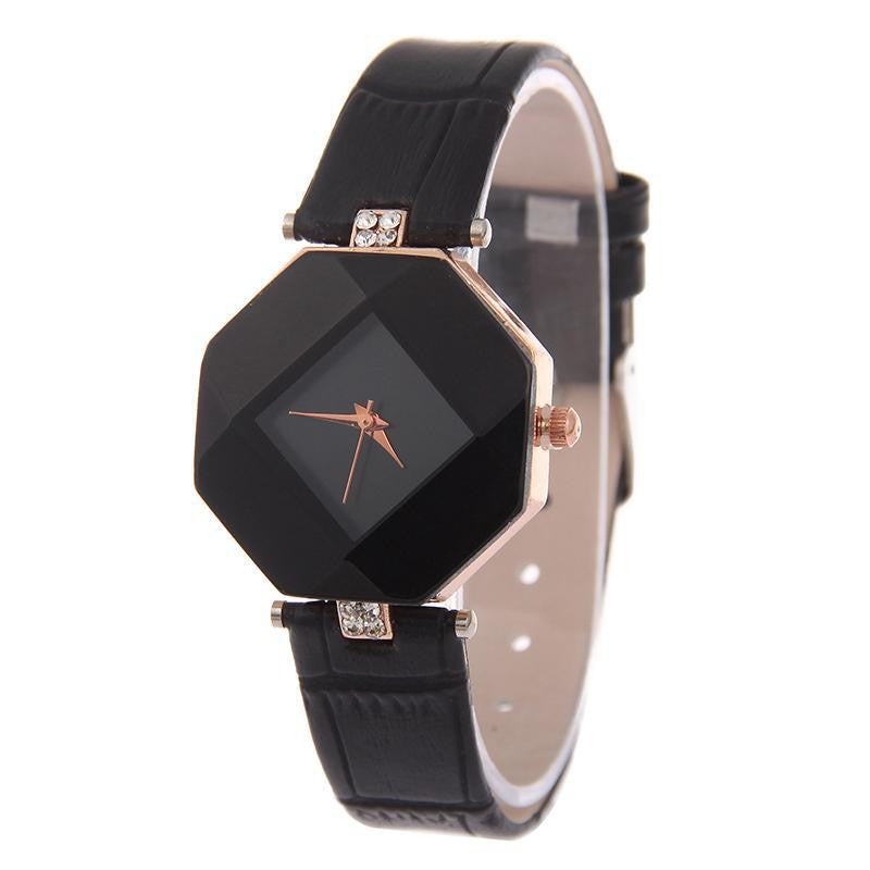Geometry Crystal Leather Watch for Ladies