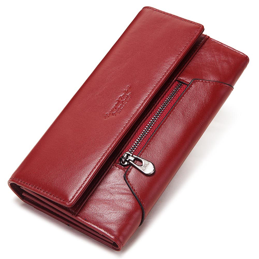 Leather Women's Wallet Mobile Phone Bag Multi Card Purse RFID Anti-magnetic