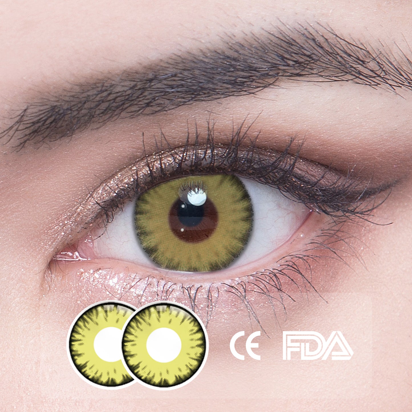 1Pcs FDA Certificate Eyes Contact Lenses - Dazzle orange brown