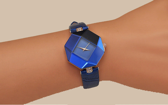 Geometry Crystal Leather Watch for Ladies