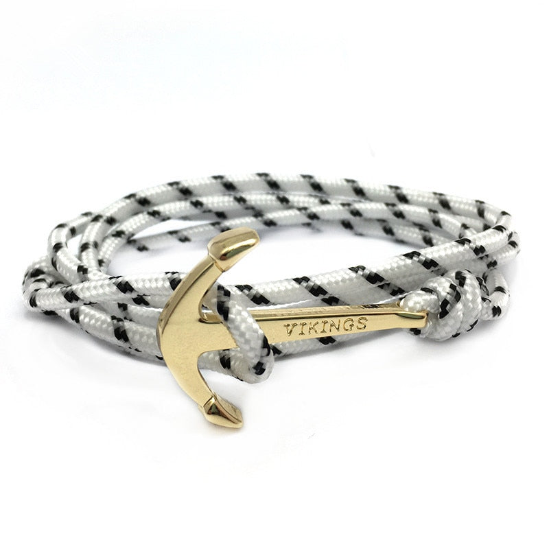 Vikings Bracelet with Gold Color Anchor