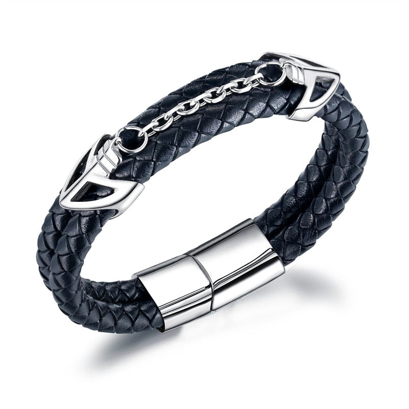 Magnet Buckle Multi-layer Leather Bracelet (050)