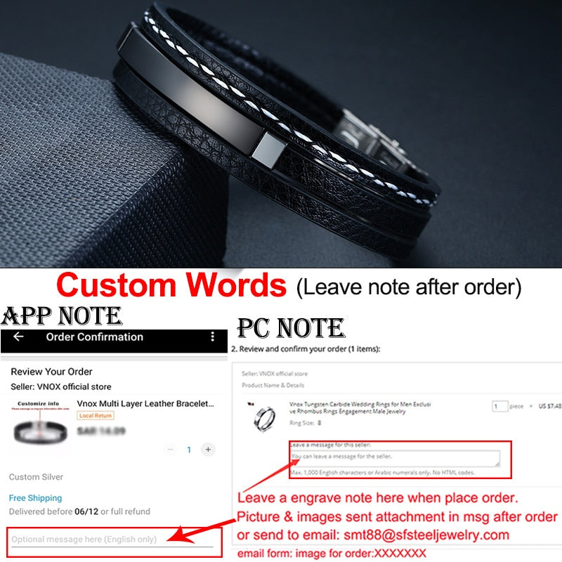 Vnox Multi Layer Leather Bracelets (086)