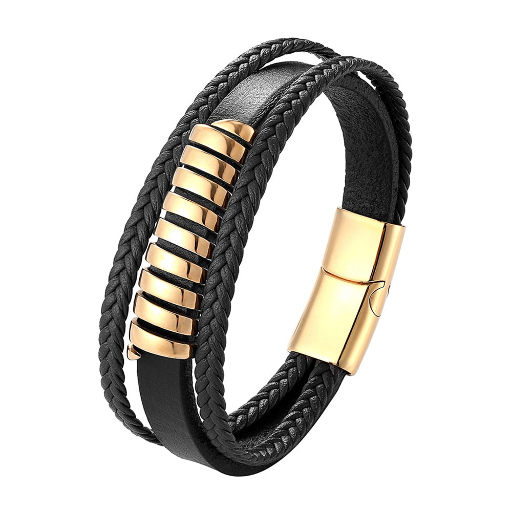 NewMulti-Layer Genuine Leather 8 words Bracelet (079)