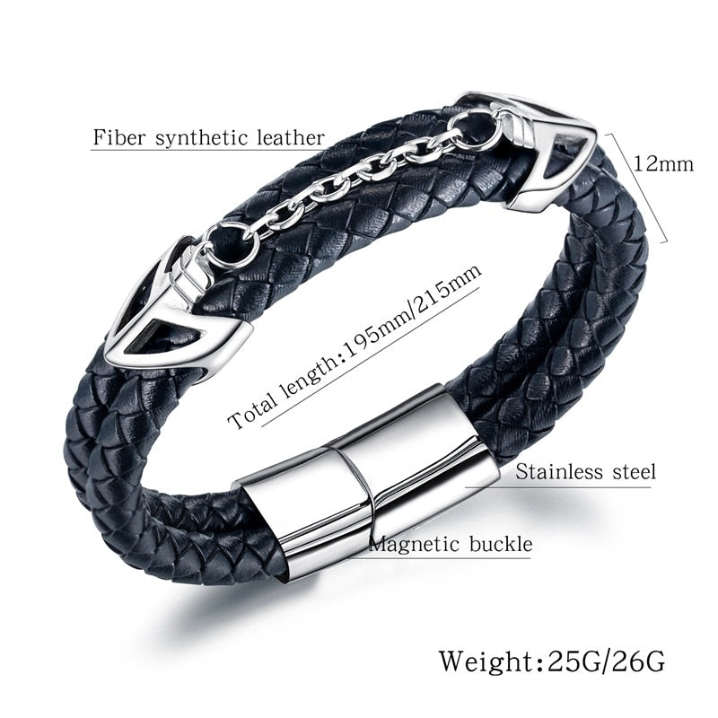 Magnet Buckle Multi-layer Leather Bracelet (050)