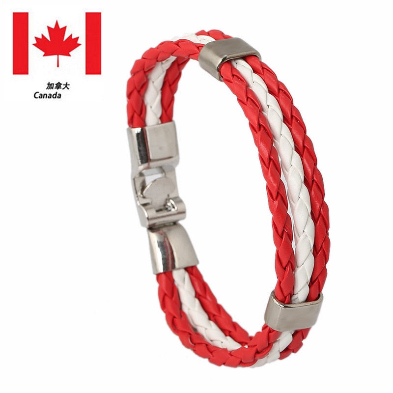 16 Country National Flag Leather Bracelets (032)