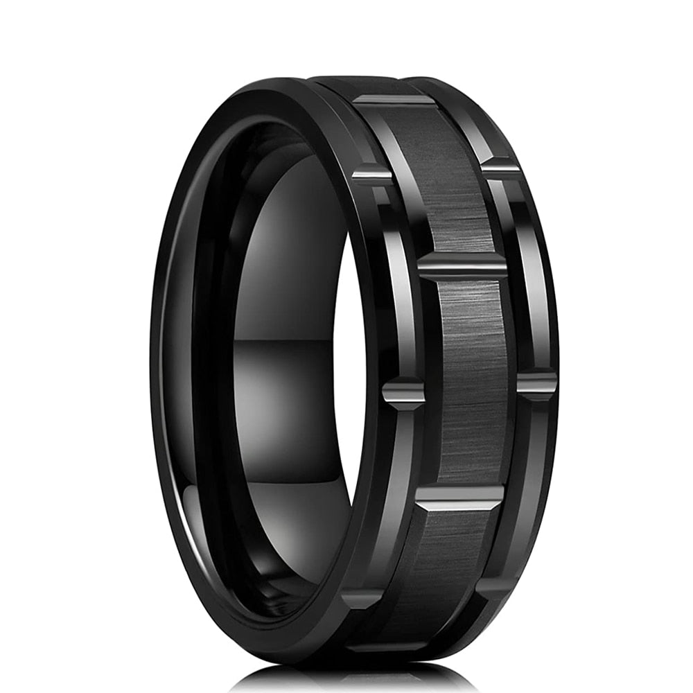 Fashion Men's Beveled Edge Wedding Carbon Fiber Ring