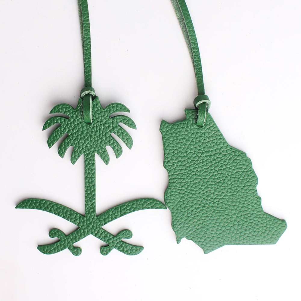Wholesale Natural Leather Saudi Map Keychain