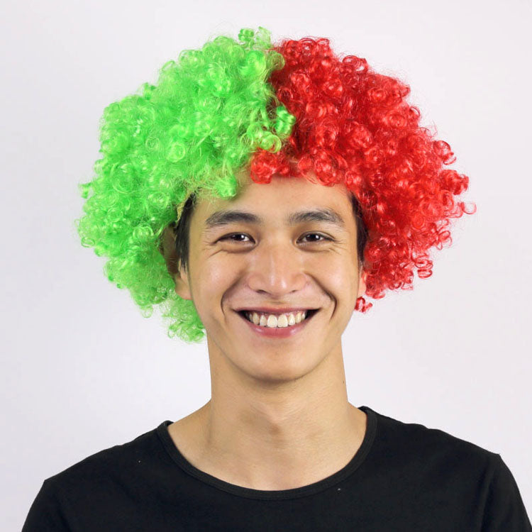 Hot sale 1PC Interesting Performance Wavy Clown Wig Hair Christmas Party Synthetic Hair Football Fans Props Wig Cosplay Hair