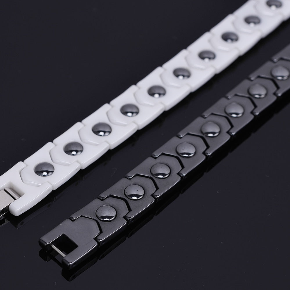 Polished Black White Ceramic Bracelet for Men/ women (080)