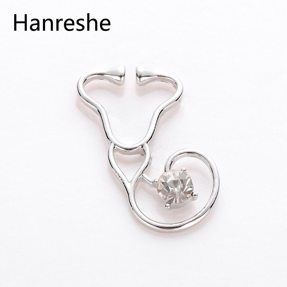 Stethoscope Lapel Crystal Brooches