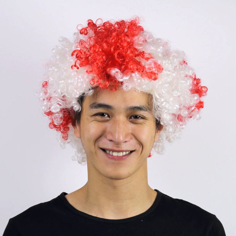 Hot sale 1PC Interesting Performance Wavy Clown Wig Hair Christmas Party Synthetic Hair Football Fans Props Wig Cosplay Hair