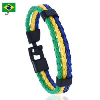 16 Country National Flag Leather Bracelets (032)