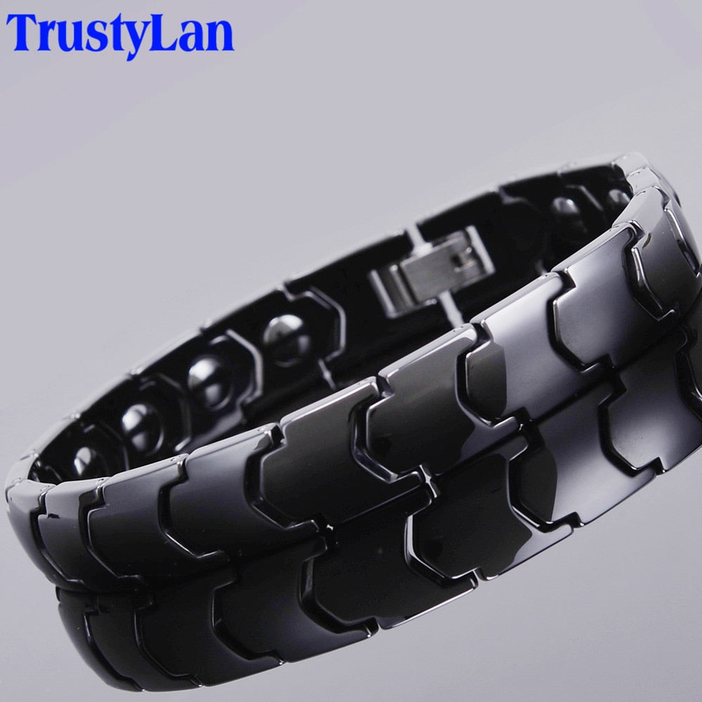 Polished Black White Ceramic Bracelet for Men/ women (080)