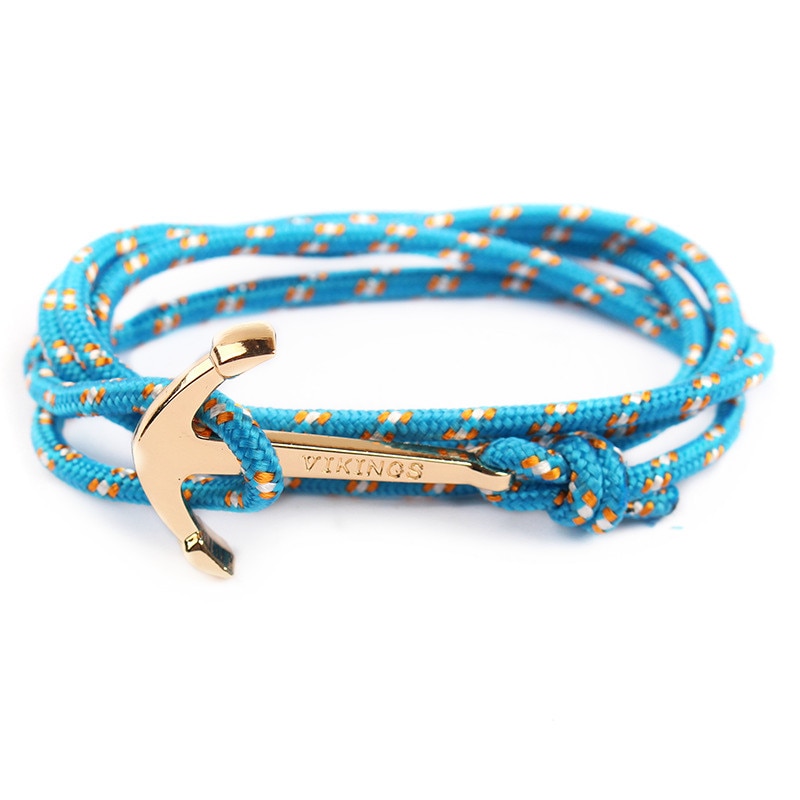 Vikings Bracelet with Gold Color Anchor