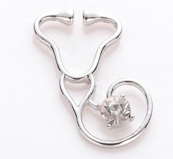 Stethoscope Lapel Crystal Brooches