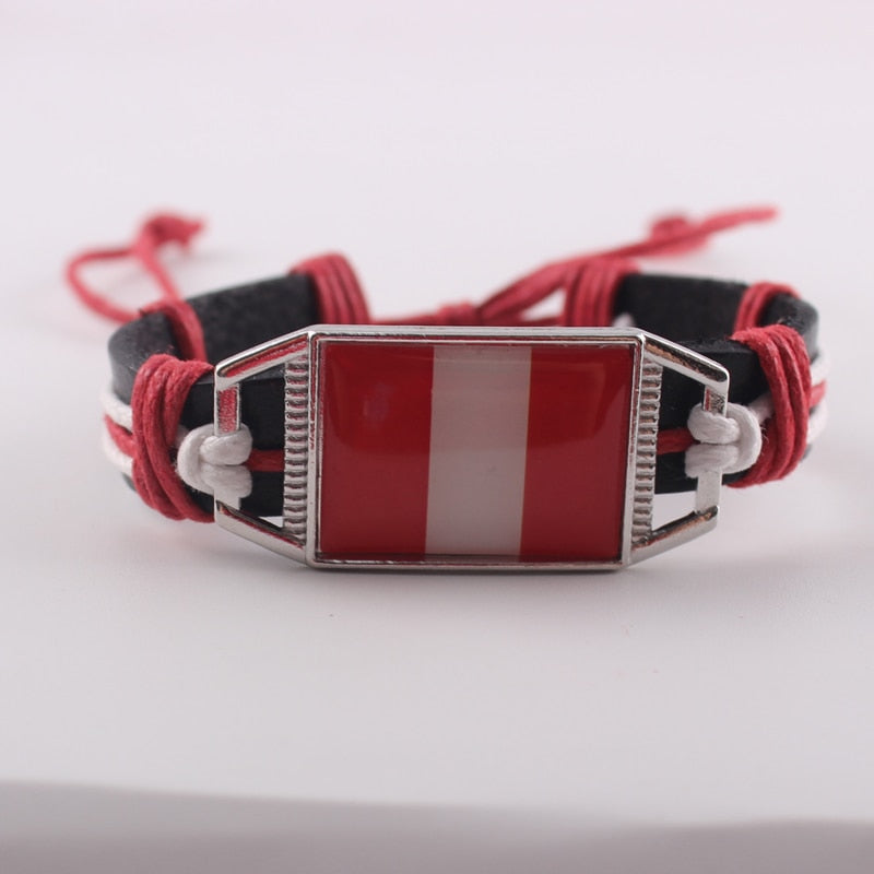 National Flag Leather Bracelet