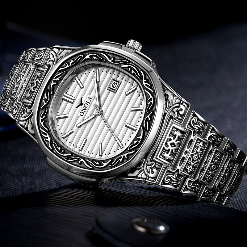Men quartz ONOLA luxury Retro golden stainless steel watches