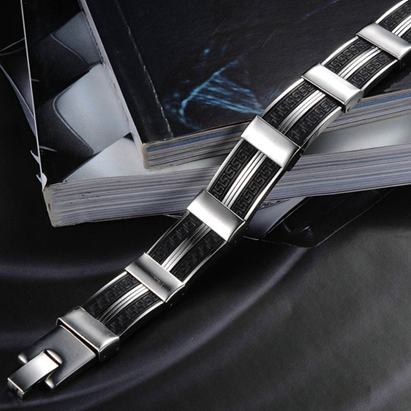 Black Silicone Wristband Bracelets (069)