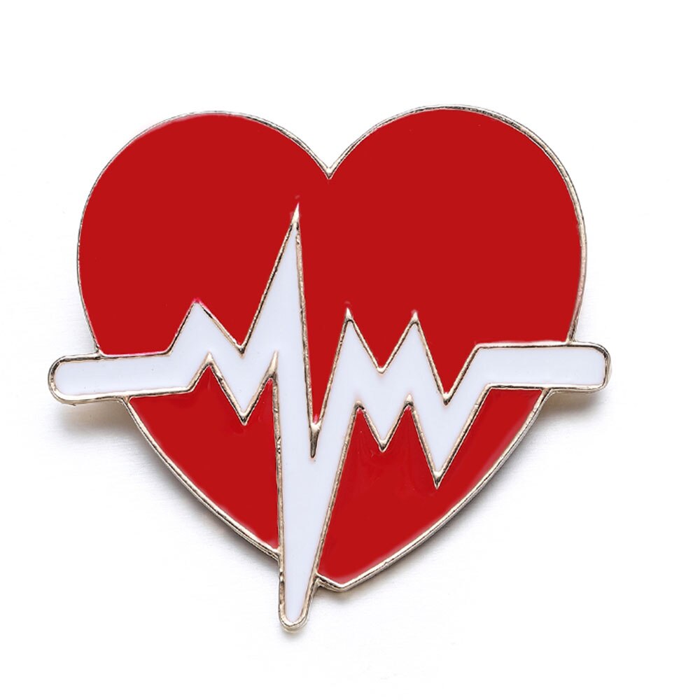 Heart Shaped Medicine Electrocardiogram Brooch