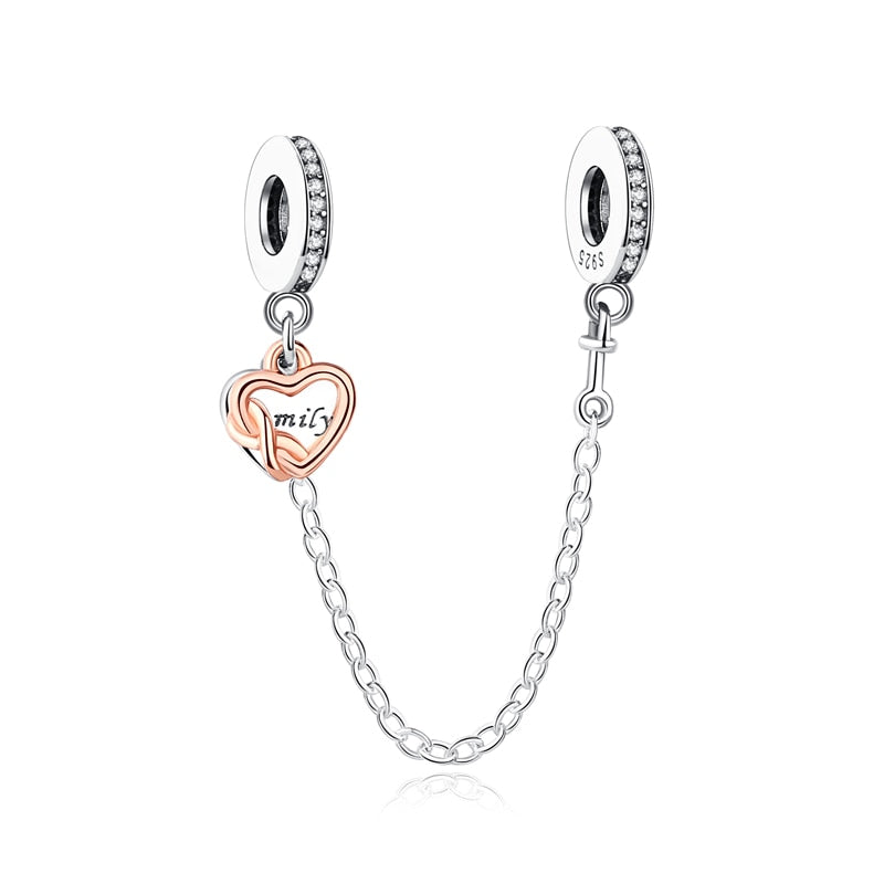 Original 925 Sterling Silver Charm Pendant Spacer Clip Charms Rose Gold Fit Pandora Bracelets DIY Jewelry