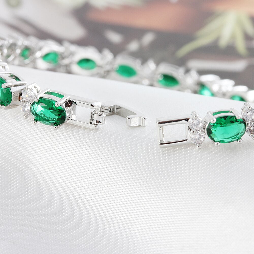Saudi National Day Emerald Gem Moissanite Diamond 19/21cm Bracelet