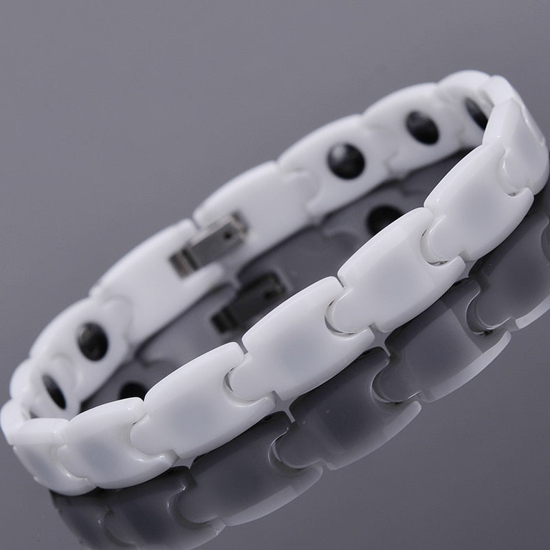Polished 10MM Black/White Ceramic Bracelet (056)