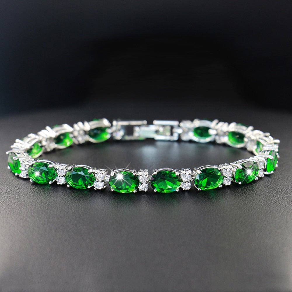 Saudi National Day Emerald Gem Moissanite Diamond 19/21cm Bracelet