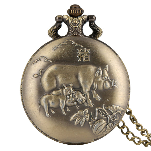 Unique Bronze Zodiac Pocket Watches