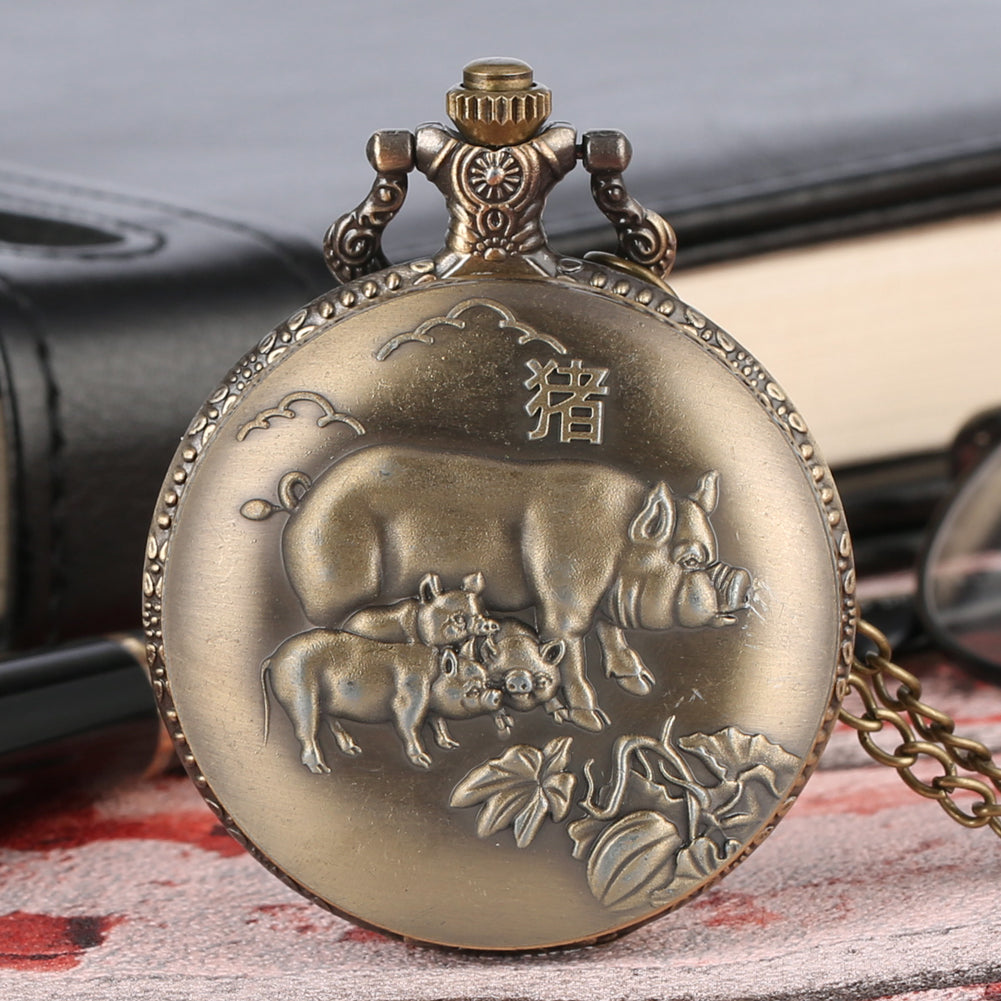 Unique Bronze Zodiac Pocket Watches